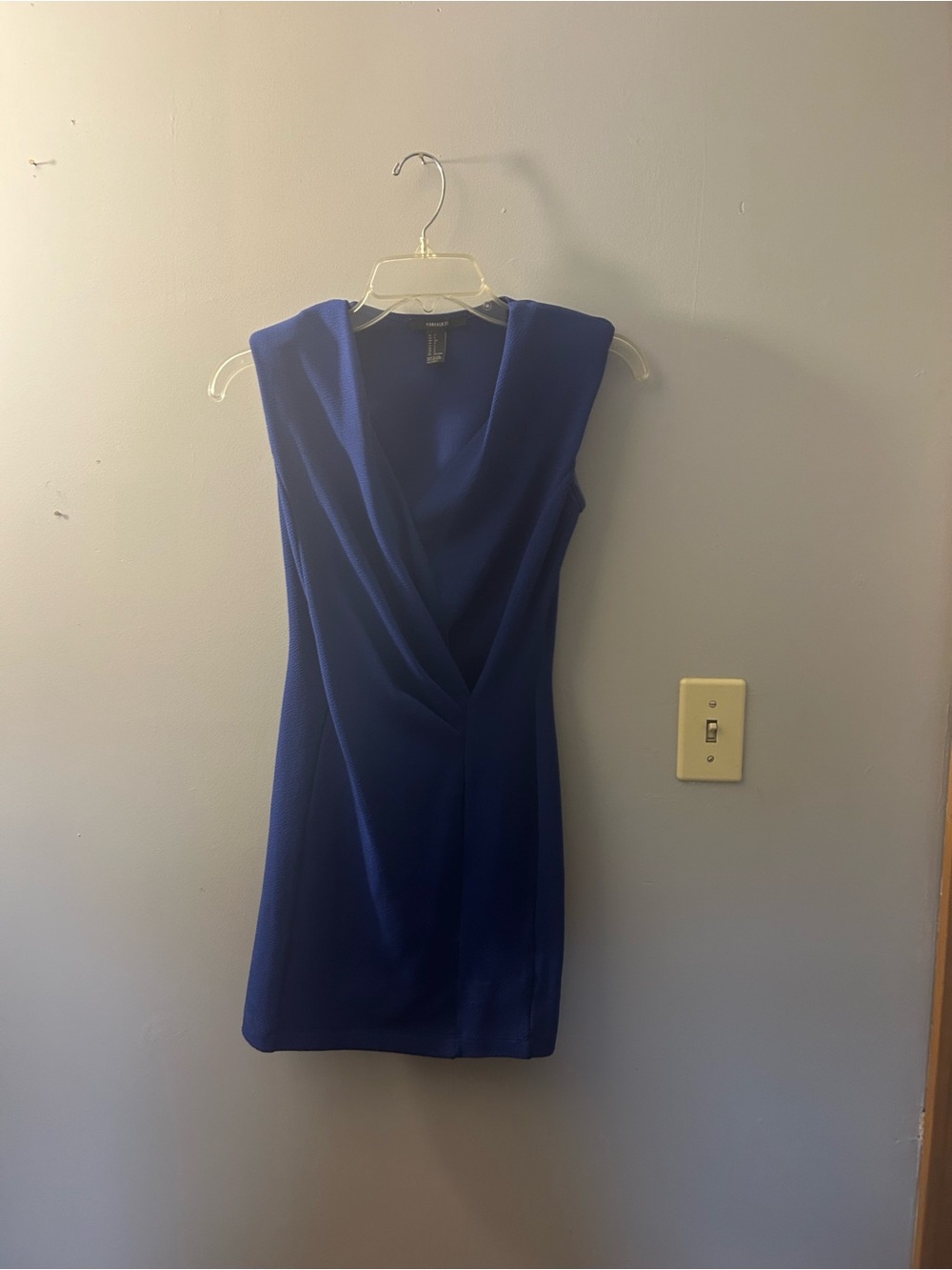 Forever 21 Cobalt Blue Sleeveless Draped V-Neck Mini Dress